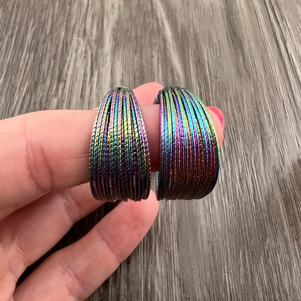 Cute oil spill Hoop Earrings